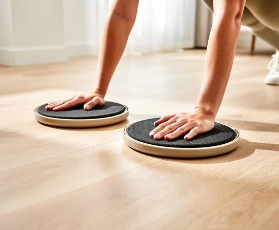 Core sliders in use during a plank variation