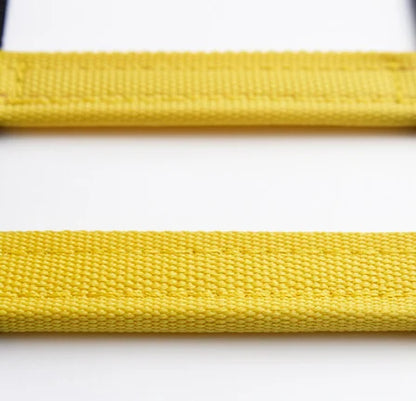 Close-up of two agility ladder rungs and webbing weave