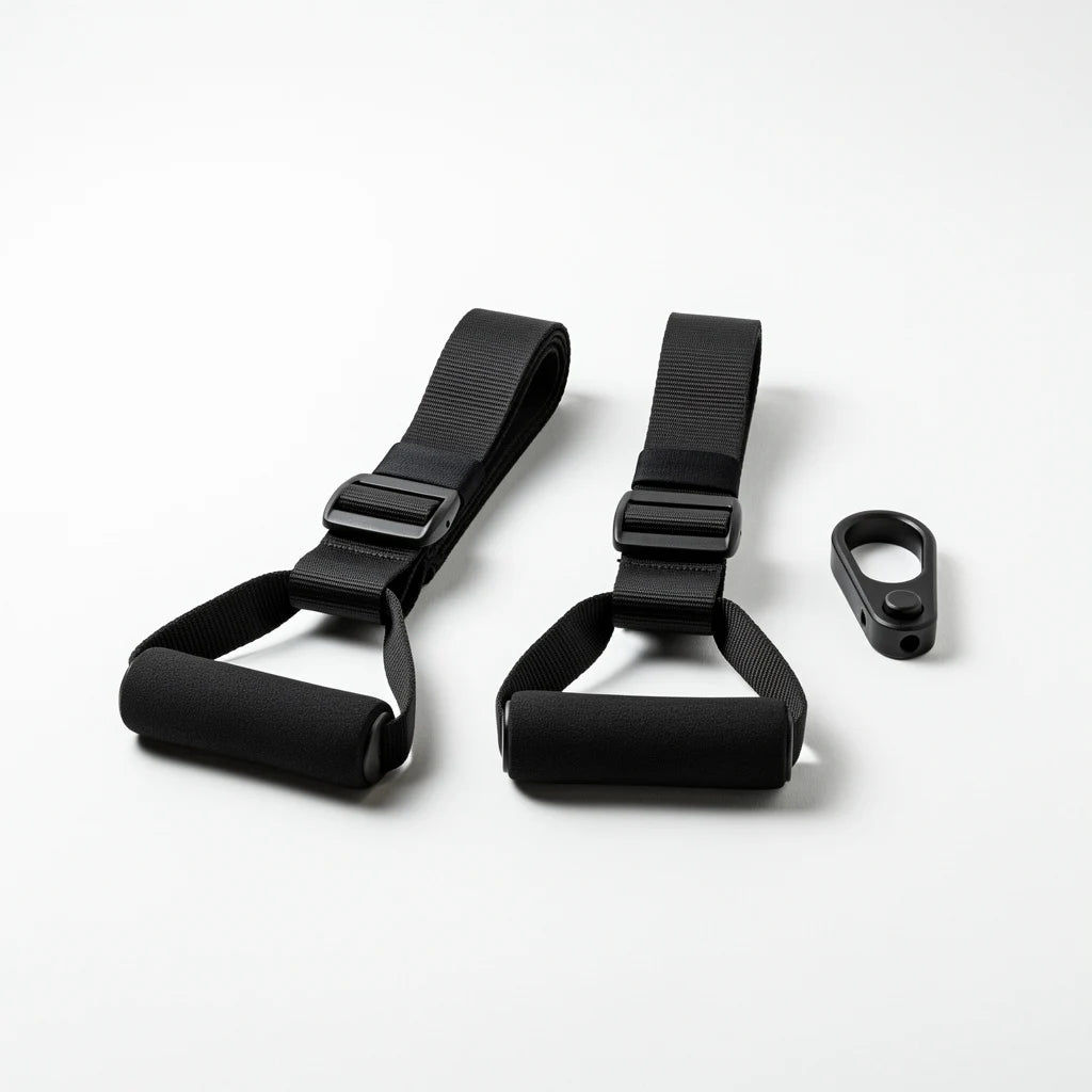 Suspension training straps with foam handles and door anchor