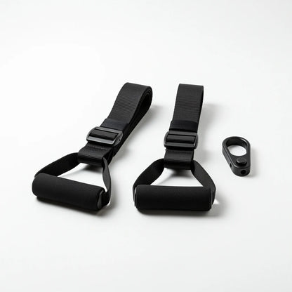 Suspension training straps with foam handles and door anchor