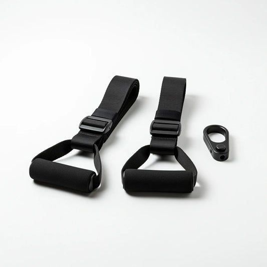 Suspension training straps with foam handles and door anchor