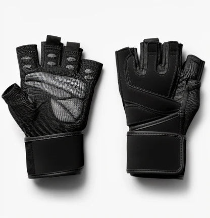Pair of training gloves shown palm-up and back-up
